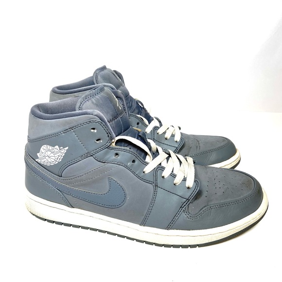 Nike Air Jordan 1 Mid Sneakers Cool Grey White 554724-014 Men’s - Picture 1 of 15